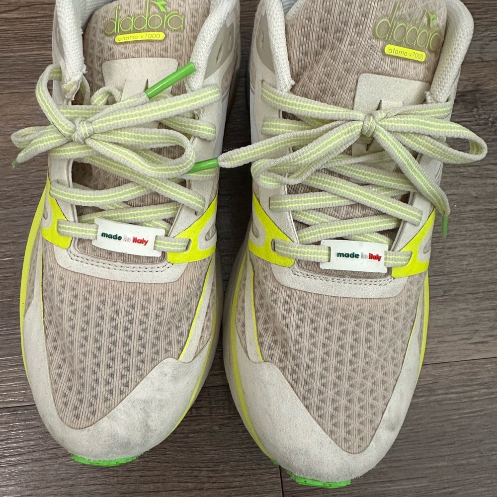 Diadora Women Sneakers - Beige and Neon Yellow